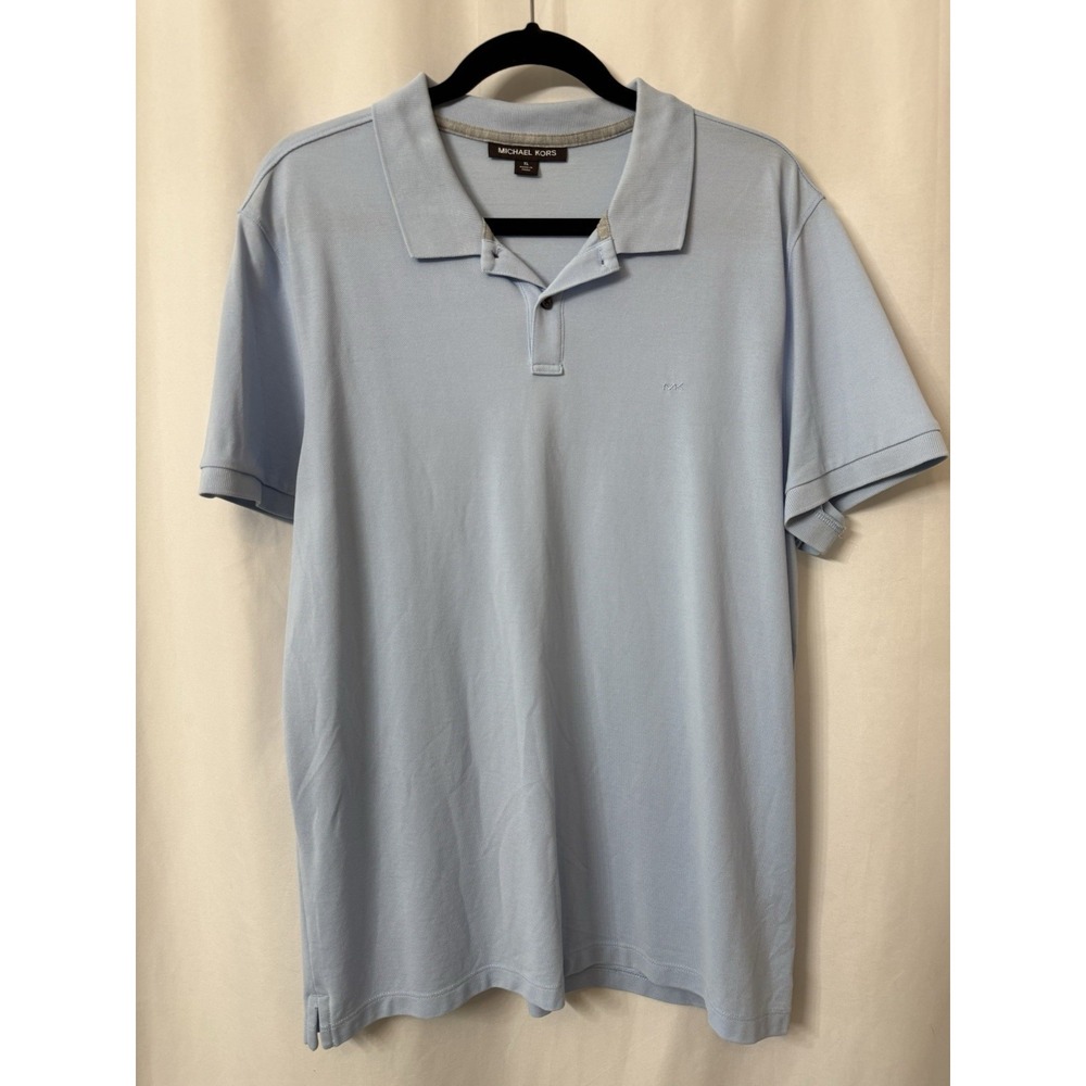 Michael‎ Kors Polo Mens XL Light Blue Short Sleeve Shirt.  D27
